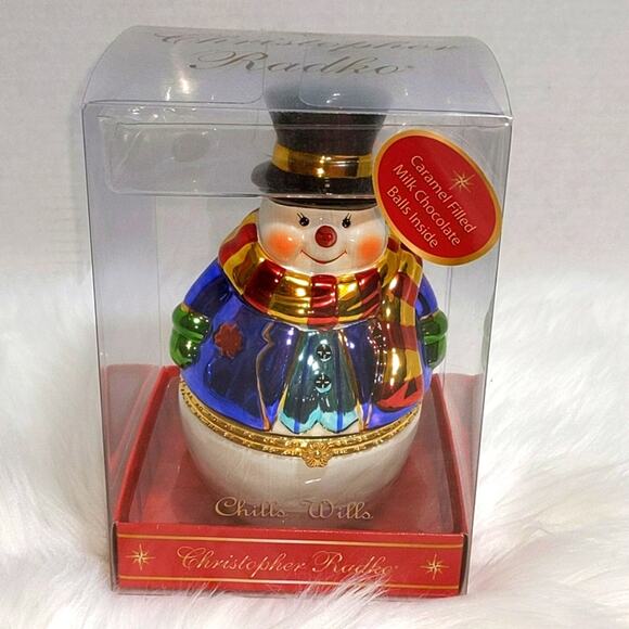 2004 Christopher Radko CHILLS WILLS Snowman Candy Dish - Picture 1 of 7